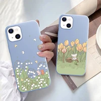 flower phone case for iphone 11 12 13 mini pro xs max 8 7 6 6s plus x xr solid candy color case