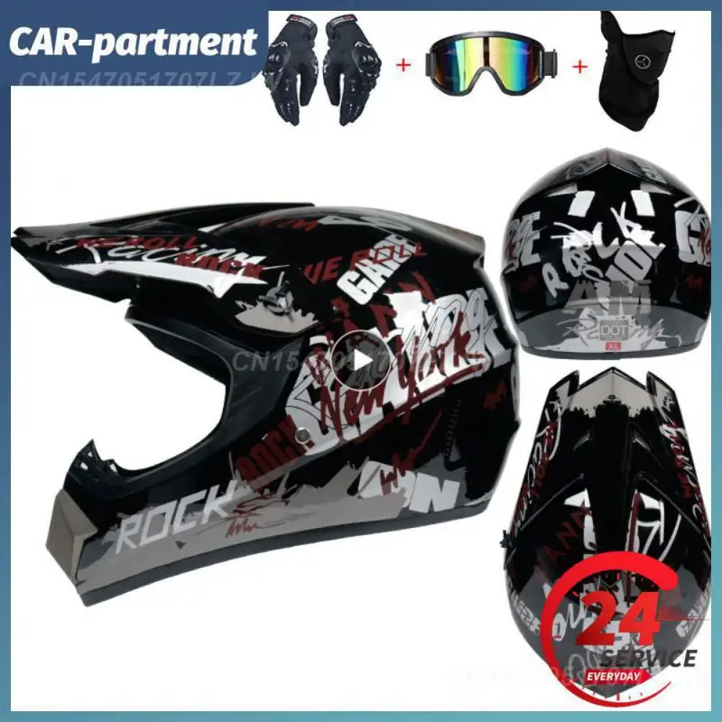 

Outdoor Off-road Lightweight Motorcycle Helmet Mountain Full Face Helmet With Goggles 1Pair Gloves 1Mask Motorcycle Accessories