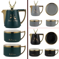 household elk teapot set ceramic tea set tea cup flower teapot couple water set afternoon tea cup coffee cup