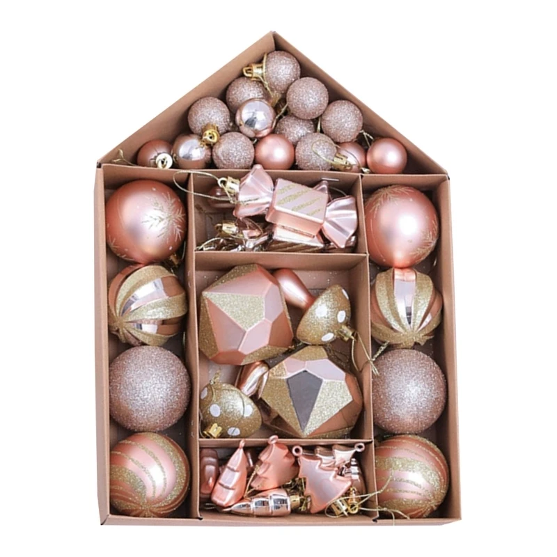 

European Style Christmas Ball Ornament 70pcs/box Decorations Hanging Ornaments Set for Christmas Holiday Festival Home