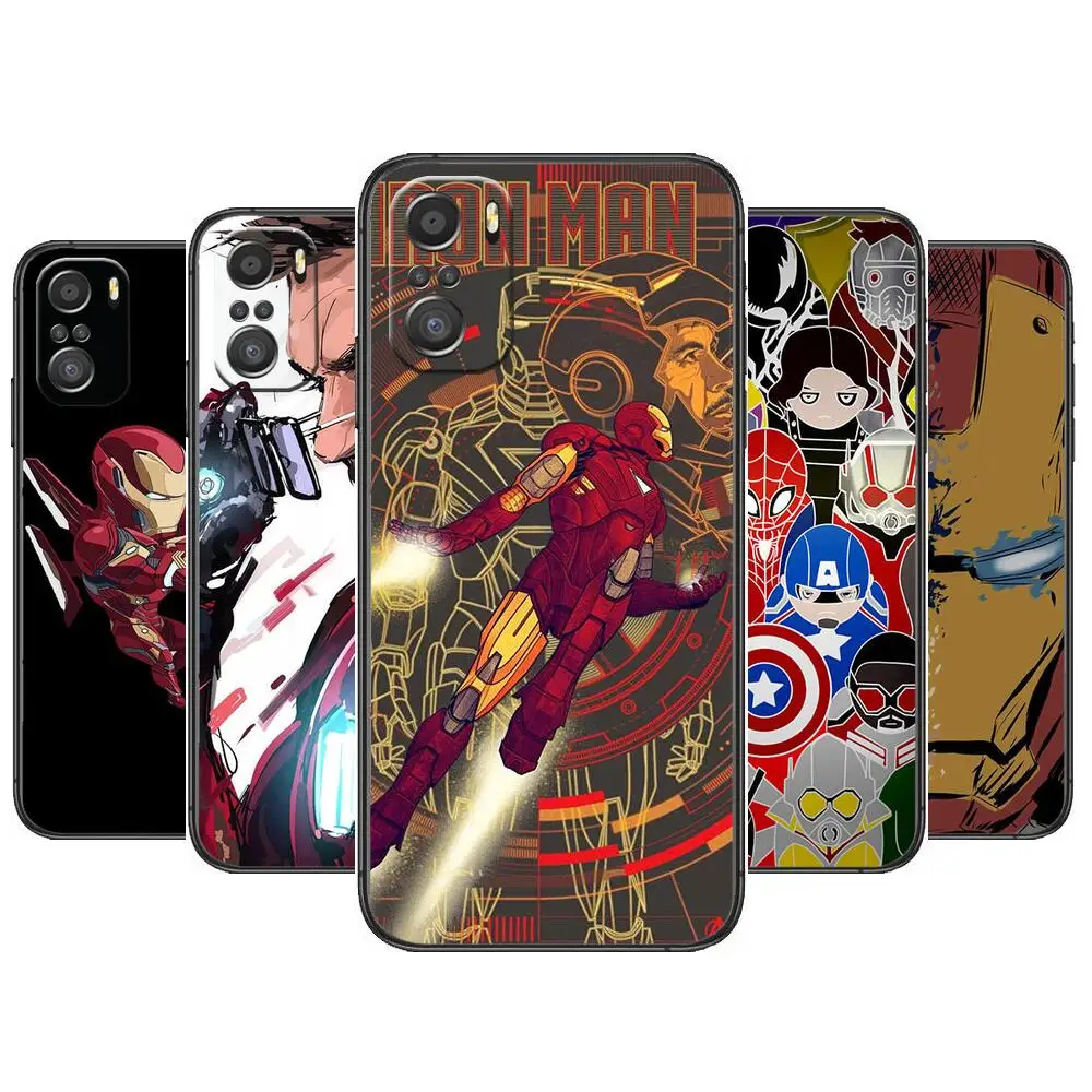 

Marvel Iron Man Phone Case For xiaomi mi 11 Lite pro Ultra 10s 9 8 MIX 4 FOLD 10T 5g Black Cover Silicone Back Prett