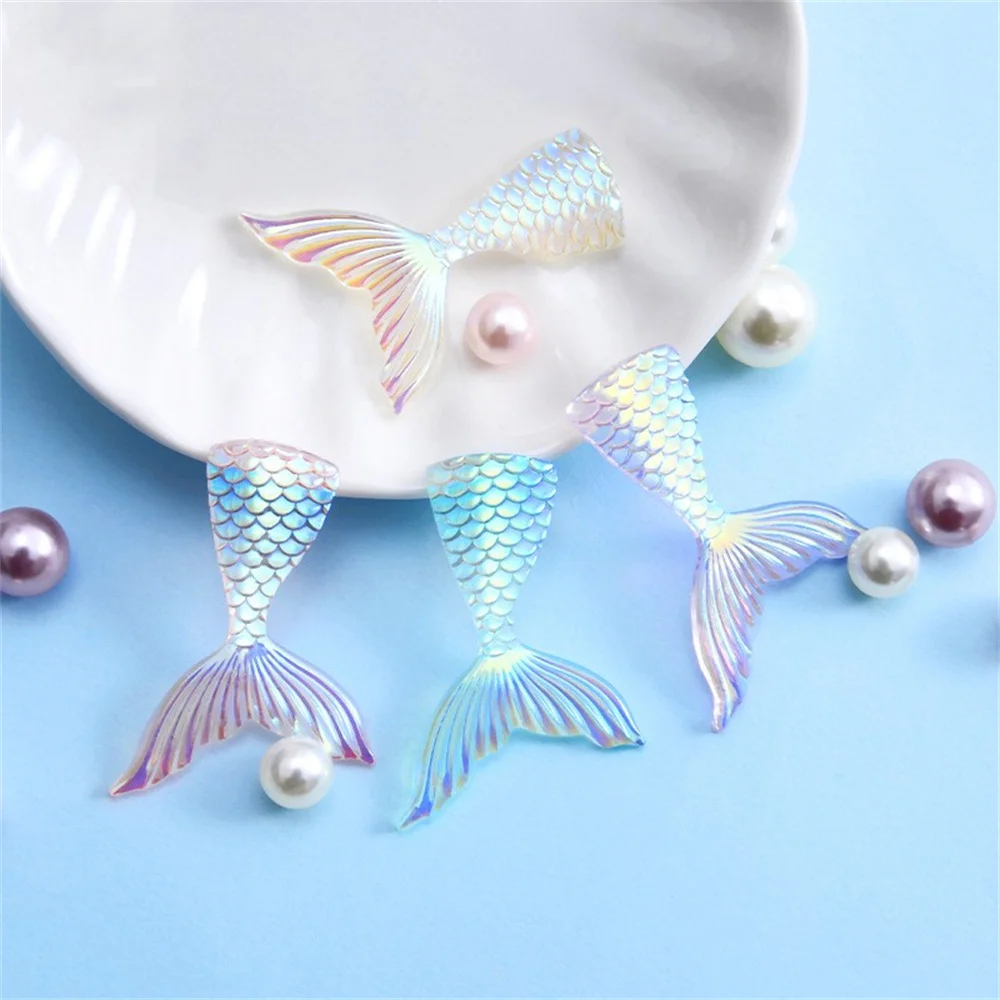 

10pcs New Transparent Mermaid Tail Cute Three-Dimensional Diy Material Phone Shell Refrigerator Stickers Resin Accessories