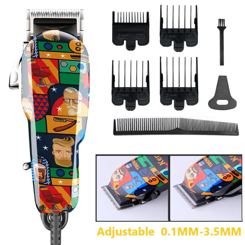 

Профессиональная Парикмахерская Машинка для стрижки волос Kemei с принтом, проводной электрический триммер, машинка для стрижки волос с граффити, проводная машинка для стрижки волос