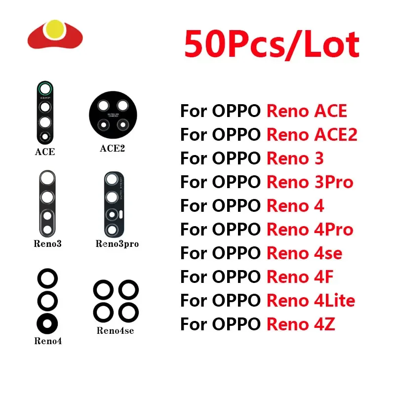 50 шт. для Oppo Reno ACE 2 3 4 Pro 5G 4SE 4F 4Z lite задняя камера стеклянный объектив с наклейкой