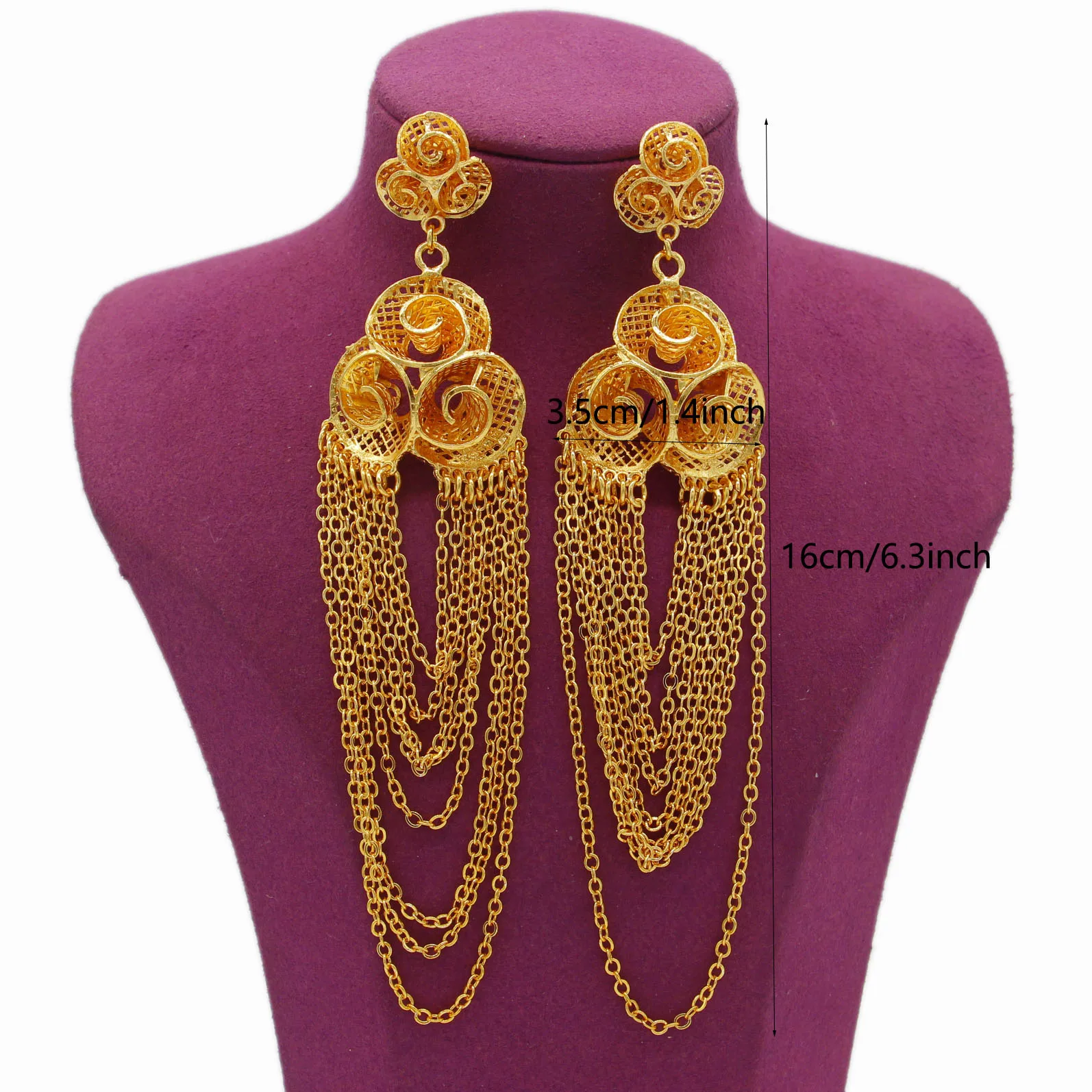 Новые роскошные серьги Apingxun из Дубая золотого цвета африканские эфиопские