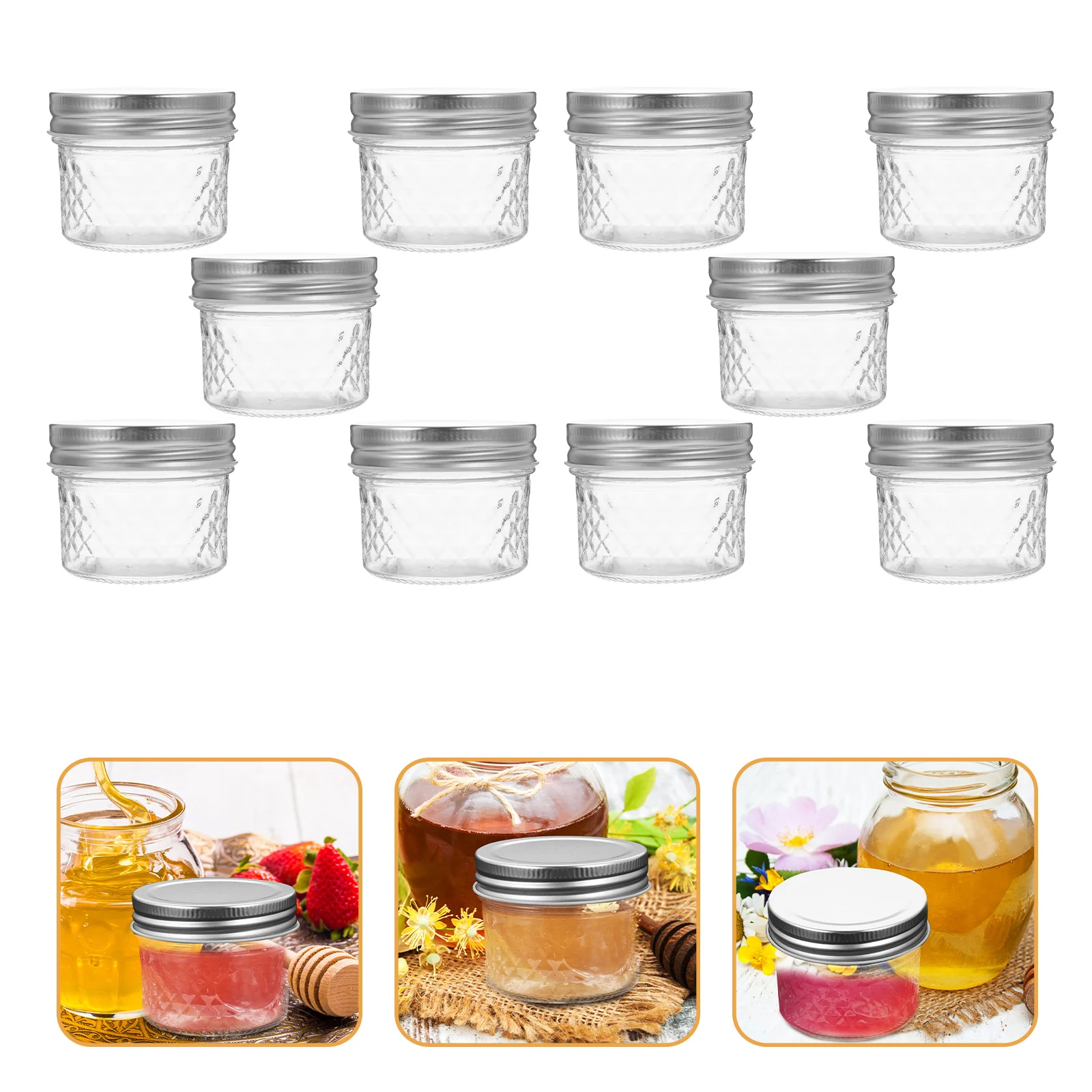 

Jars Glass Jam Containersjar Dispensers Clear Mini Honey Mason Home Mouth Smallsyrups Conserving Bottle Drinking Lids Glasses