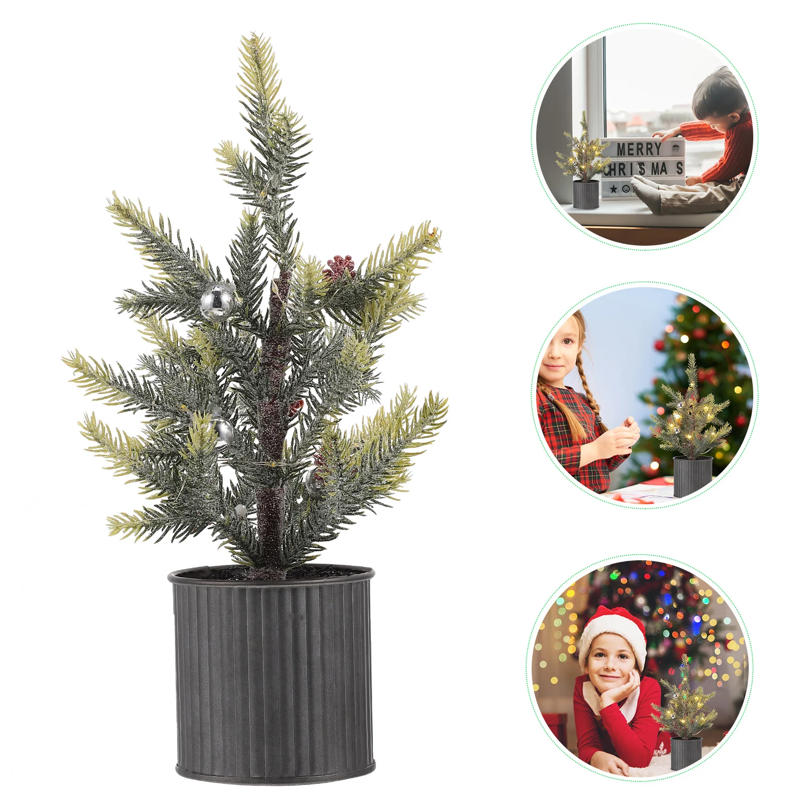 

Рождественская елка, настольное украшение, искусственный мини-стол в горшке, миниатюрные светящиеся подсветки, украшения для праздника