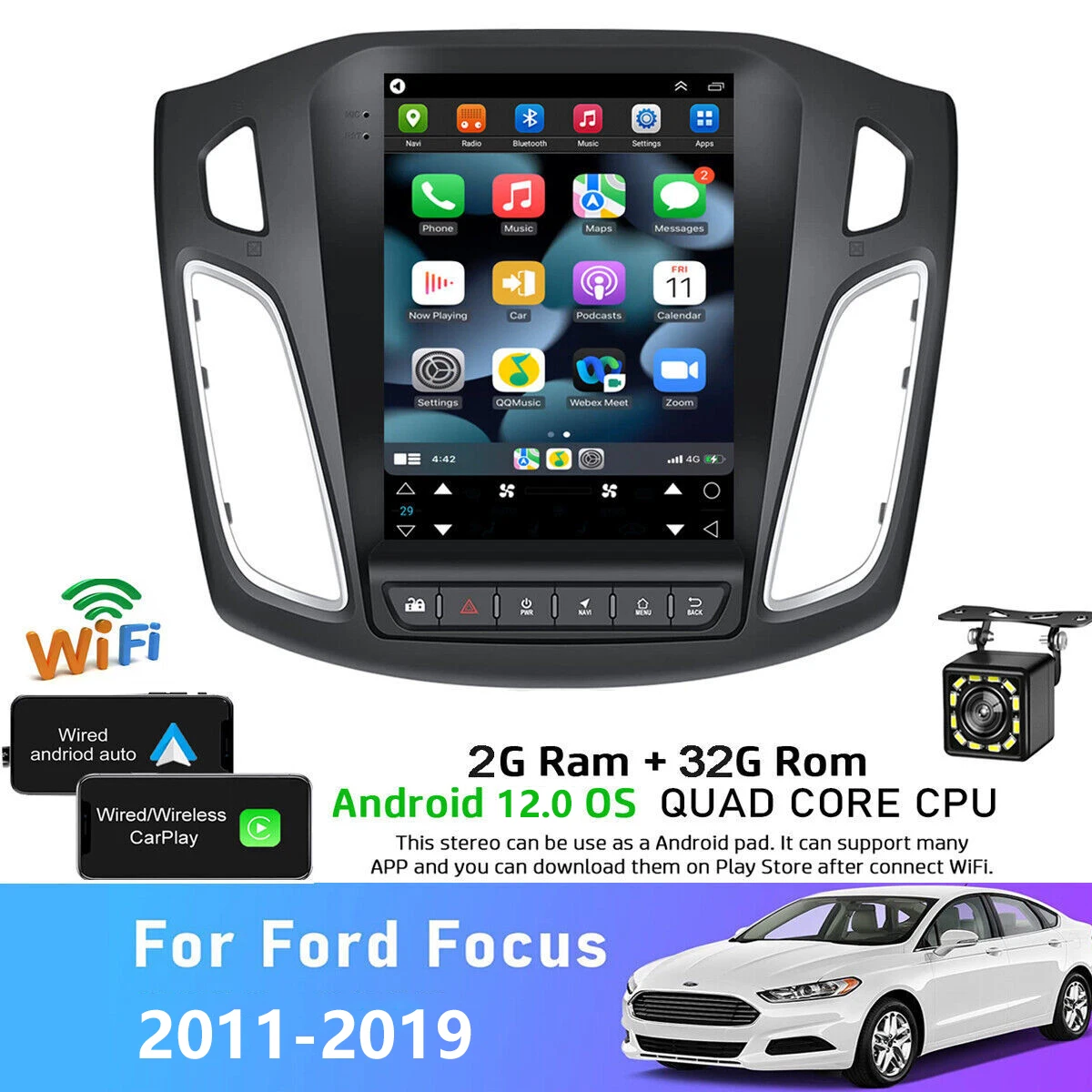 

2 Din Android 12 Car Radio For Ford Focus 3Mk3 2011-2019 Multimidia Video Player GPS Navigaion Stereo 9.7in Screen Carplay