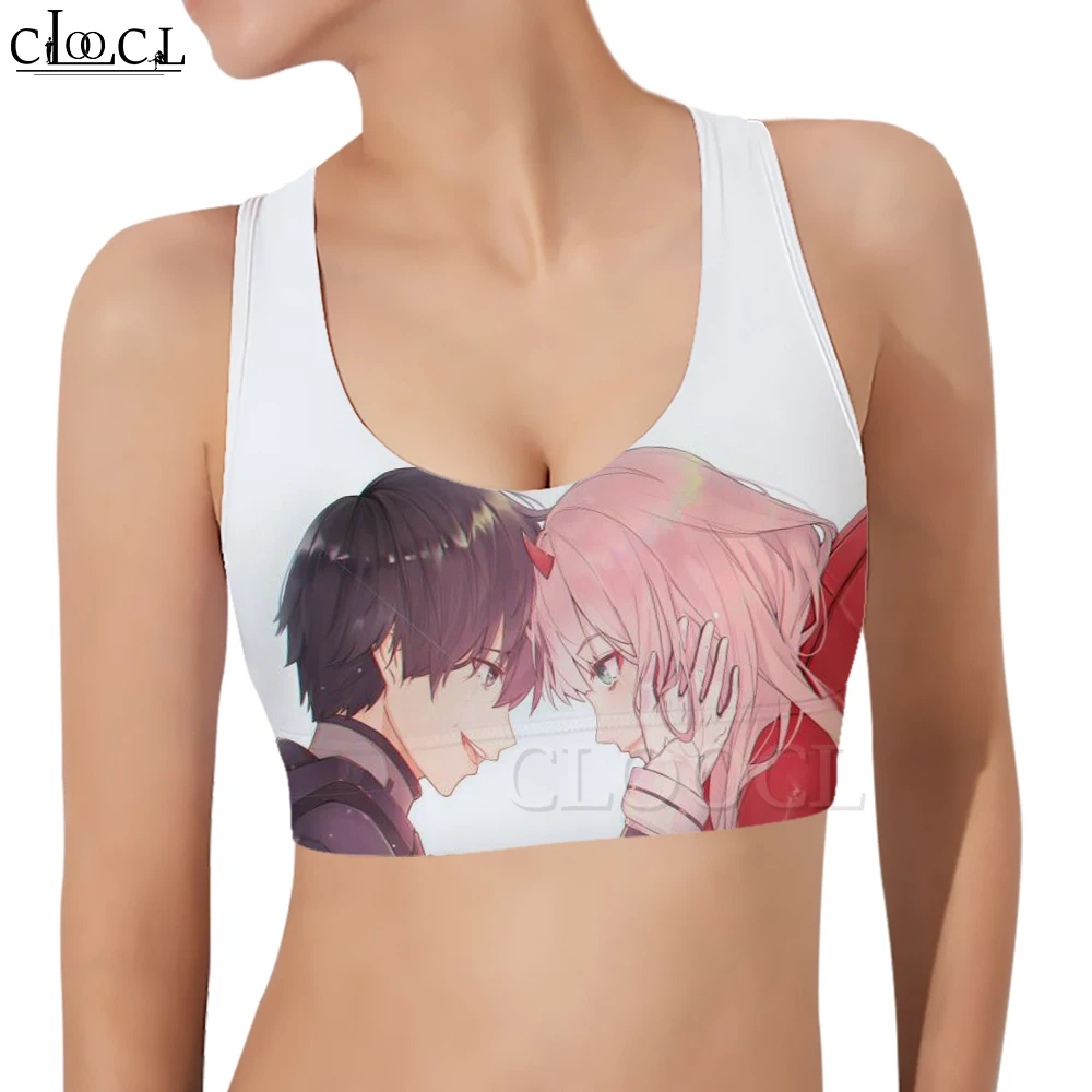 

CLOOCL Women Sports Vest Japan Anime Zero Two Darling In The FranXX Print Print 3D Pattern Tank Top Female Yoga Fitness Bra