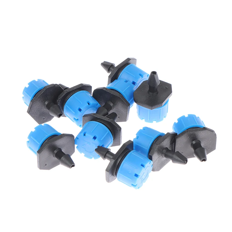 

10Pcs 1/4" Adjustable Drip Irrigation Watering Nozzle Sprinklers 8 Hole Dripper Flower Watering Nozzles Spray Sprinkler