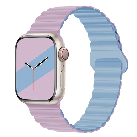 Pемешок на apple watch Магнитный силиконовый ремешок для Apple watch Band 44 мм 40 мм 45 мм 49 мм 41 мм 38 мм 42 мм, браслет для iWatch series 9 8 6 5 4 SE 6 7 Ultra 2