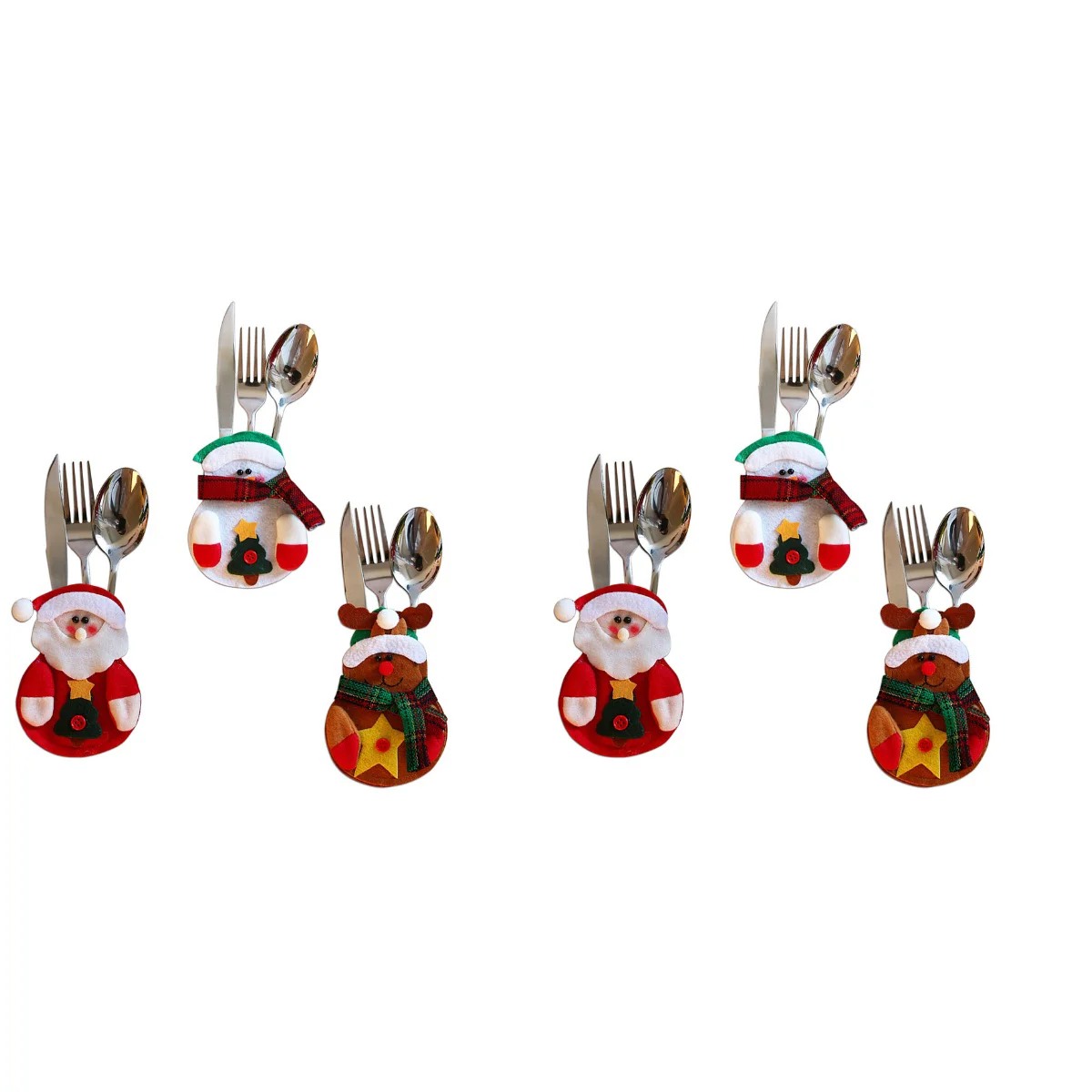 

6 Christmas and Fork Bags Xmas Tableware Silverware Holder Household Goods Hotel Supplies