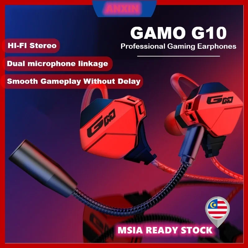 

GAMO G10 Gaming Headphone Stereo Bass Earphone Sport PUBG Earbuds Mic Mobile Legend CS Go PS4