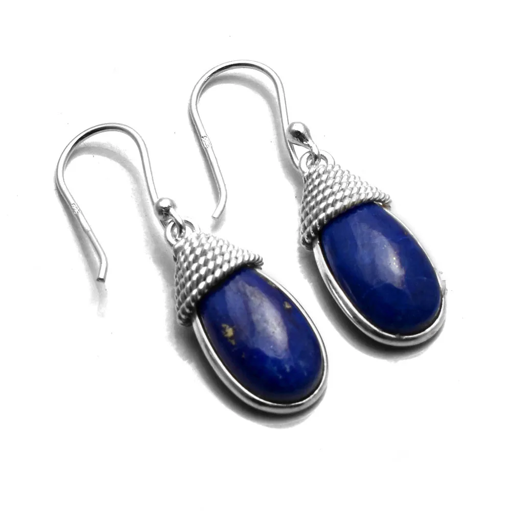 

Genuine Lapis Lazuri 925 Sterling Silver Earrings, 28 mm, AE2702