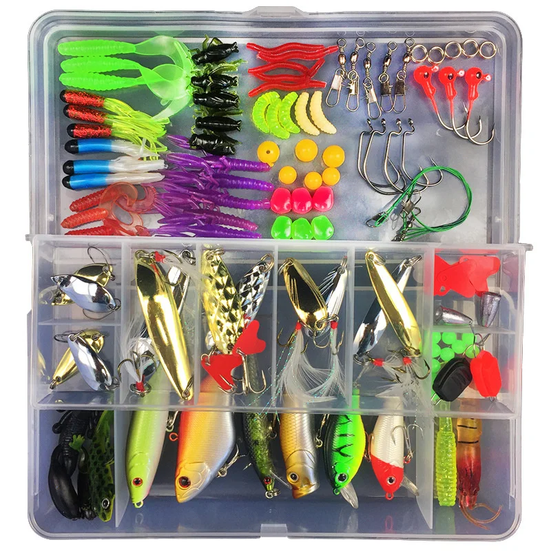 

Fishing Lures Set Spoon Hooks Minnow Pilers Hard Lure Kit In Box Fishing Gear Tackle Kit Accessories 28/88/103/106/105pcs