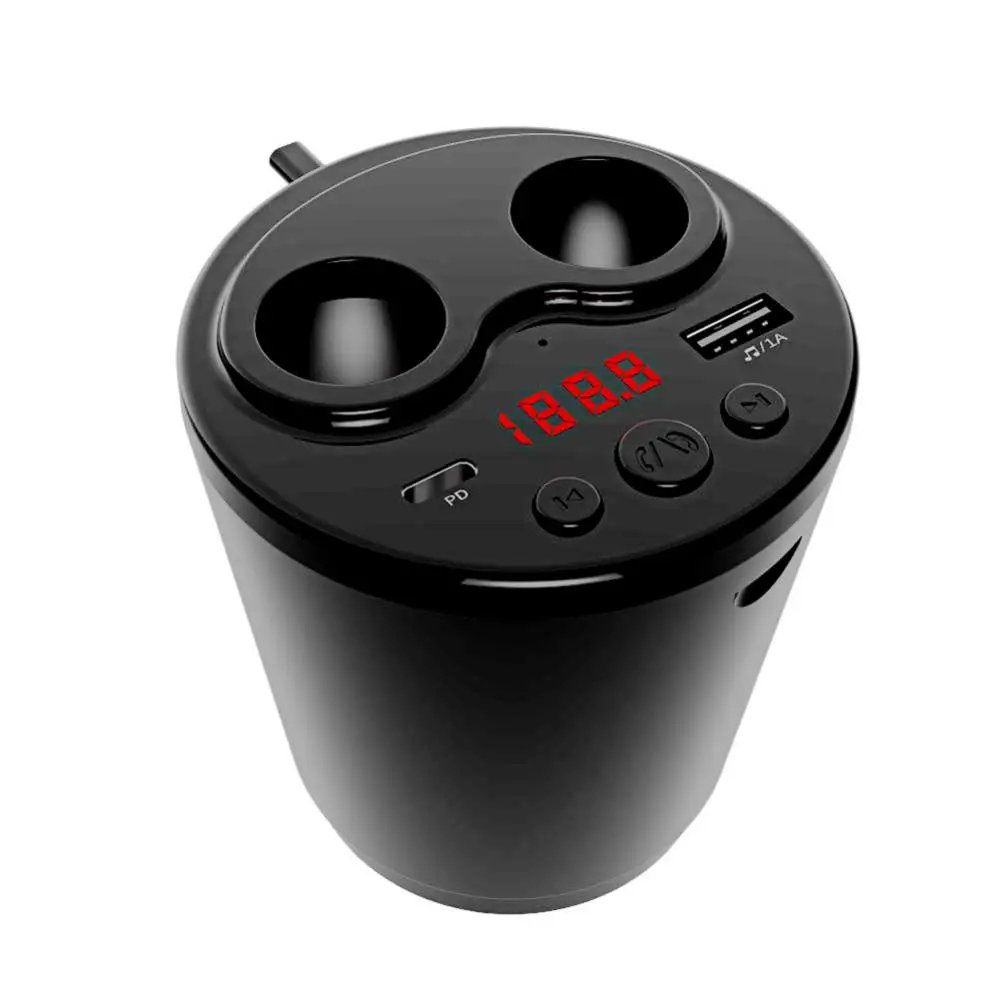 

Handsfree Cup Style Dual Cigarette Lighter Multifunctional Fm Transimtter Modulator Universal 10w Bluetooth Usb Charger Car Kit