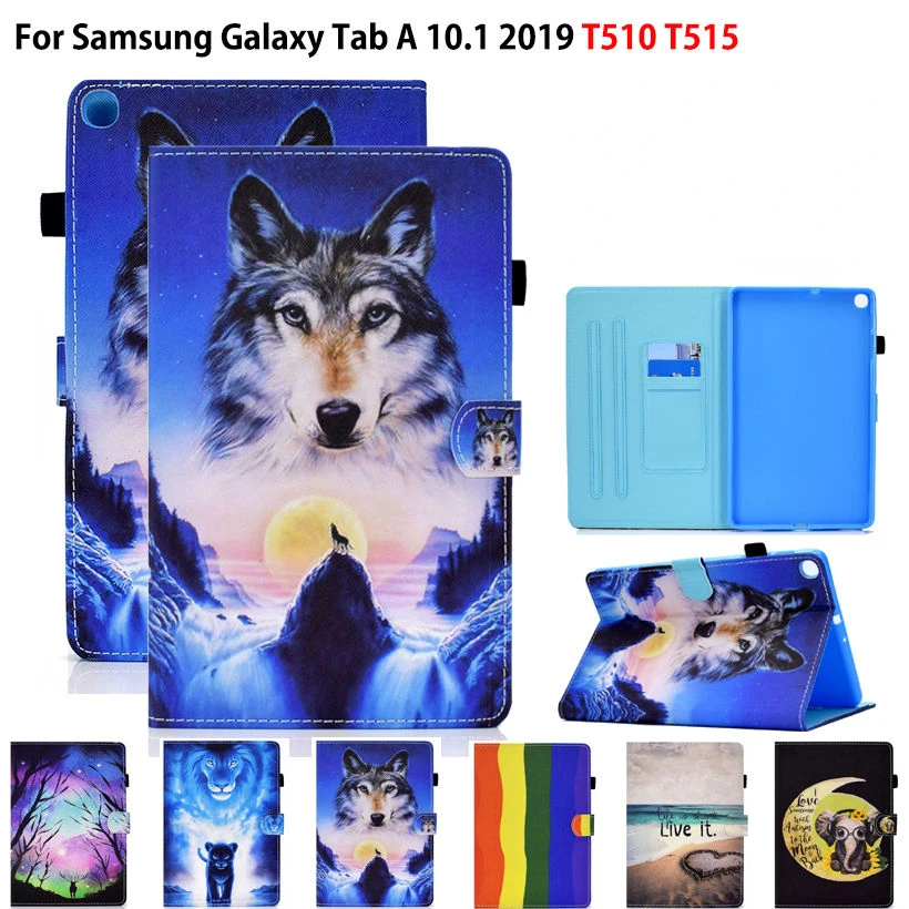 

Lion Wolf Painted Case For Samsung Galaxy Tab A 10.1 2019 SM-T510 SM-T515 Cartoon Cover Kids Funda Stand Capa TPU Back Shell