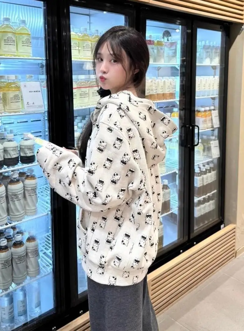 Кавайная черно-белая толстовка Hello Kitty My Melody утолщенная Повседневная модная