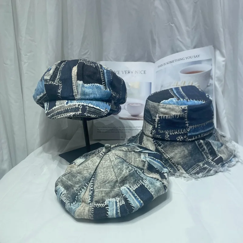 Шляпа рыбака с контрастными краями Модный берет маленького размера