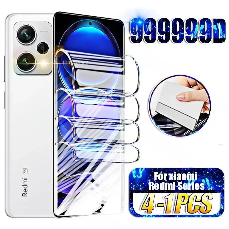 Гидрогелевая пленка 4-1 шт. для Xiaomi Redmi Note 13 12 11 10 9 Pro Plus 11S 10S Защита экрана 13C 12C 10A 9C 8A