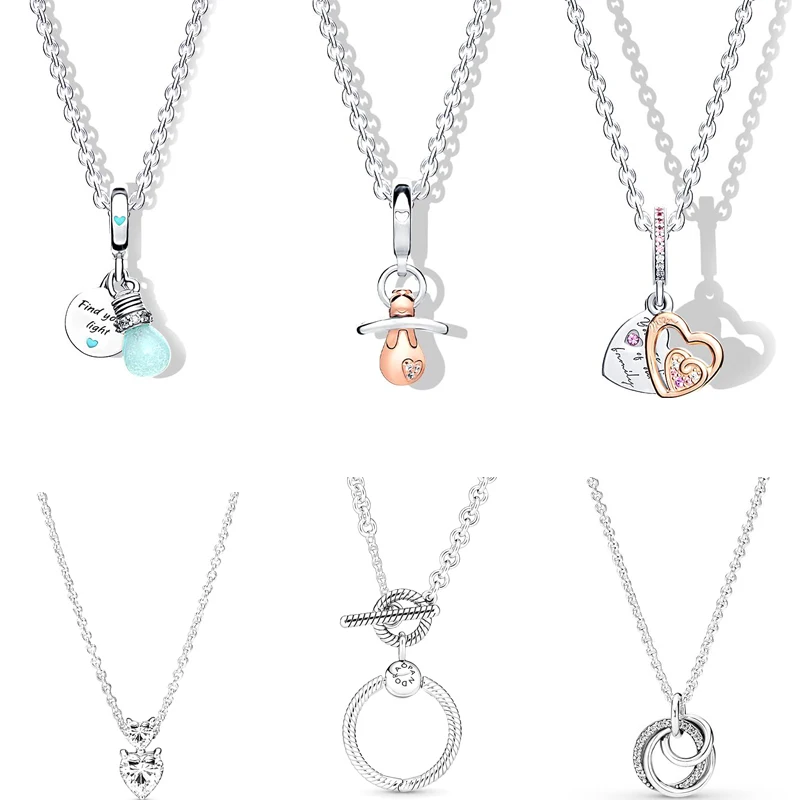 

New 100 % 925 Sterling Silver DIY Charms Fit Original Making Accessories Designer Custom Jewelry Women Flower Necklace