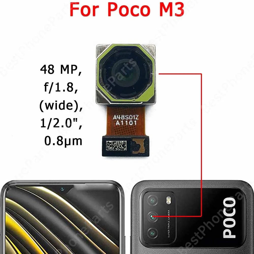 Модуль камеры для Xiaomi Mi Poco M3 Pro M3Pro задний вид гибкая фронтальная камера селфи