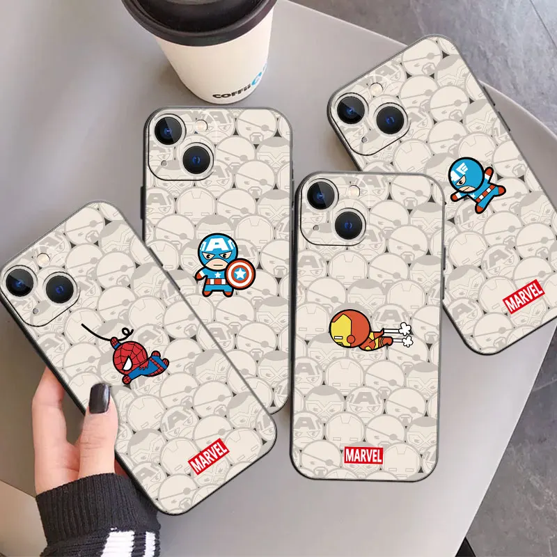 Marvel Spiderman Iron Man Cute Case For Apple iPhone 11 13 14 12 Pro 7 X XR XS Max 6 8 Plus SE 2022 5 5S 13mini Soft Phone Coque