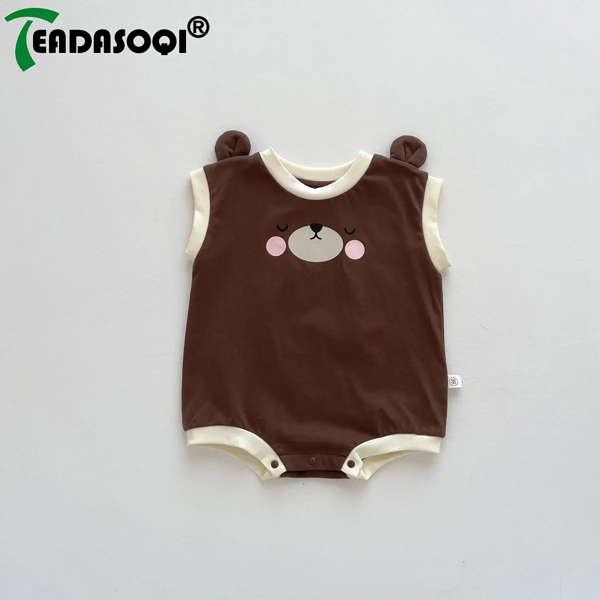 

Perfect for Summer Infant Kids Outdoor Playtime! Stay Cool Cute In Our Newborn Baby Boys Sleeveless Cartoon Bear Bodysuits