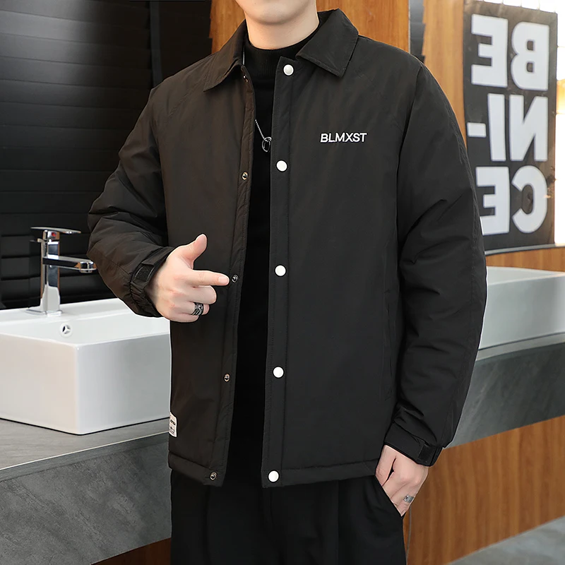 Fashion Men's Jackets Autumn Winter New Thick Warm Cotton Clothes Coat Lapel Short Men Casual Jackets Trend Men's Clothing