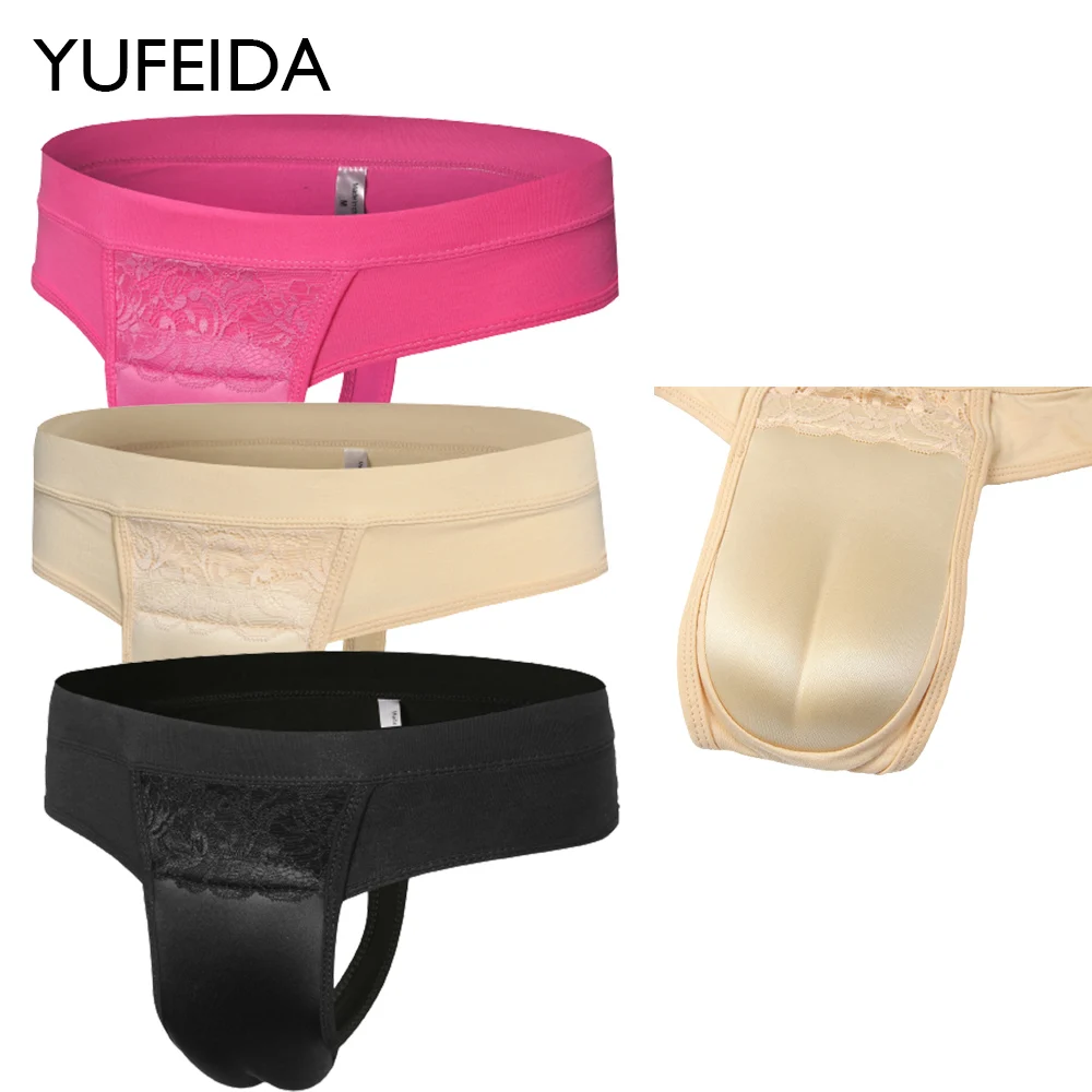 YUFEIDA Men's Fake Vagina Padded Hiding Gaff Panties Body Shaper Briefs Fake Vaginal Pad for Transgender Crossdressing Underwear