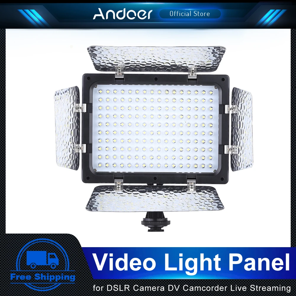 

Andoer W160 Video Light Panel Photography Lamp 6000K 160 LEDs with Reflector for DSLR Camera DV Camcorder Vlog Live Streaming