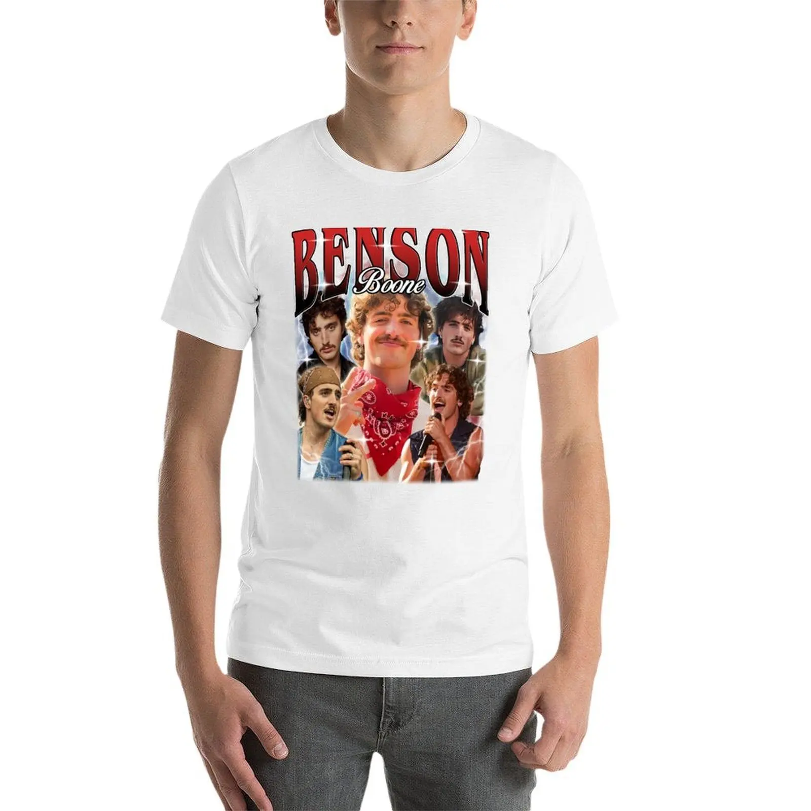 Фото Футболка в винтажном стиле Benson James Boone, однотонная, больших размеров №3