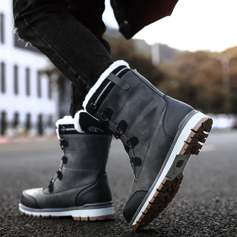 Зимние ботинки плюшевые теплые ботильоны для мужчин нескользящие