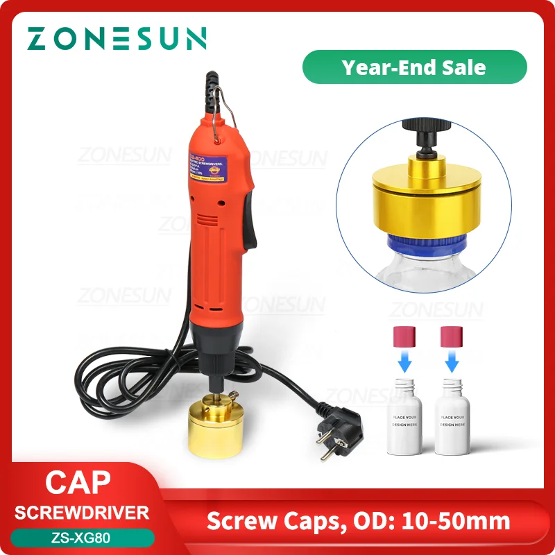 

ZONESUN Handheld Electric Screwdriver Bottle Capping Machine Cap Screwing Sealer Capper Screw Top Lid ZS-XG80