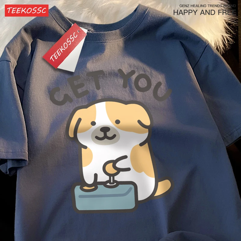 Хлопковые мужские футболки с рисунками из мультфильмов принтом забавной собаки