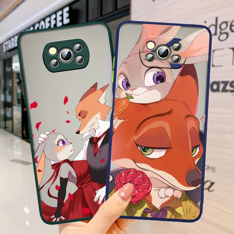 

Zootopia Judy Nick For Xiaomi Poco M3 X3 NFC GT Mi 11 10 10S 10T 9 8 Ultra Lite Pro Frosted Translucent Phone Case Coque