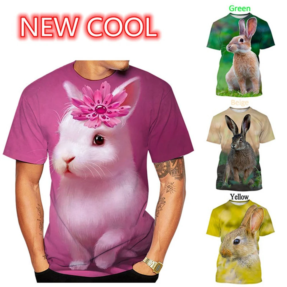 

2022 Shirts Easter Bunny Print Short Sleeve Men's T Shirts Harajuku Style Street Summer Tops Plus Size Cute Clothing