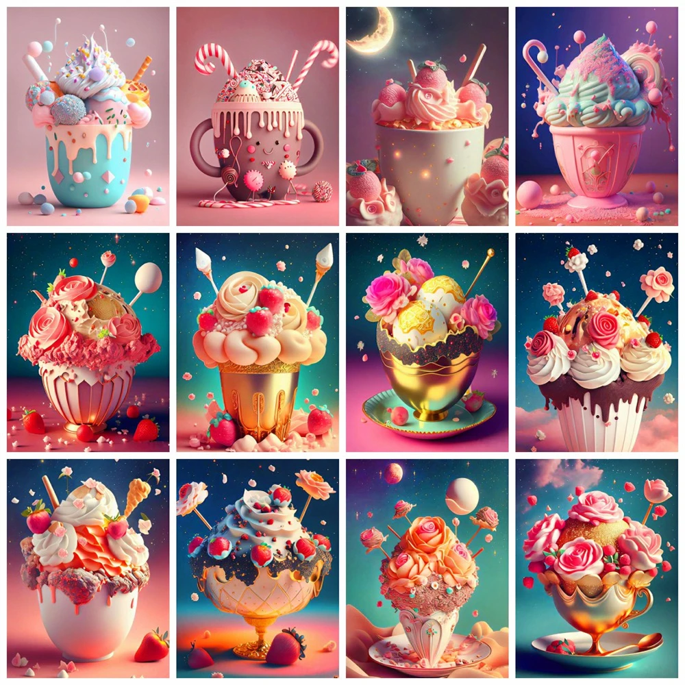 

5D DIY Diamond Painting Food Cake Cup Series Embroidery Mosaic Crafts Picture Full Drill Cross Stitch Kit Living Room Decor Gift