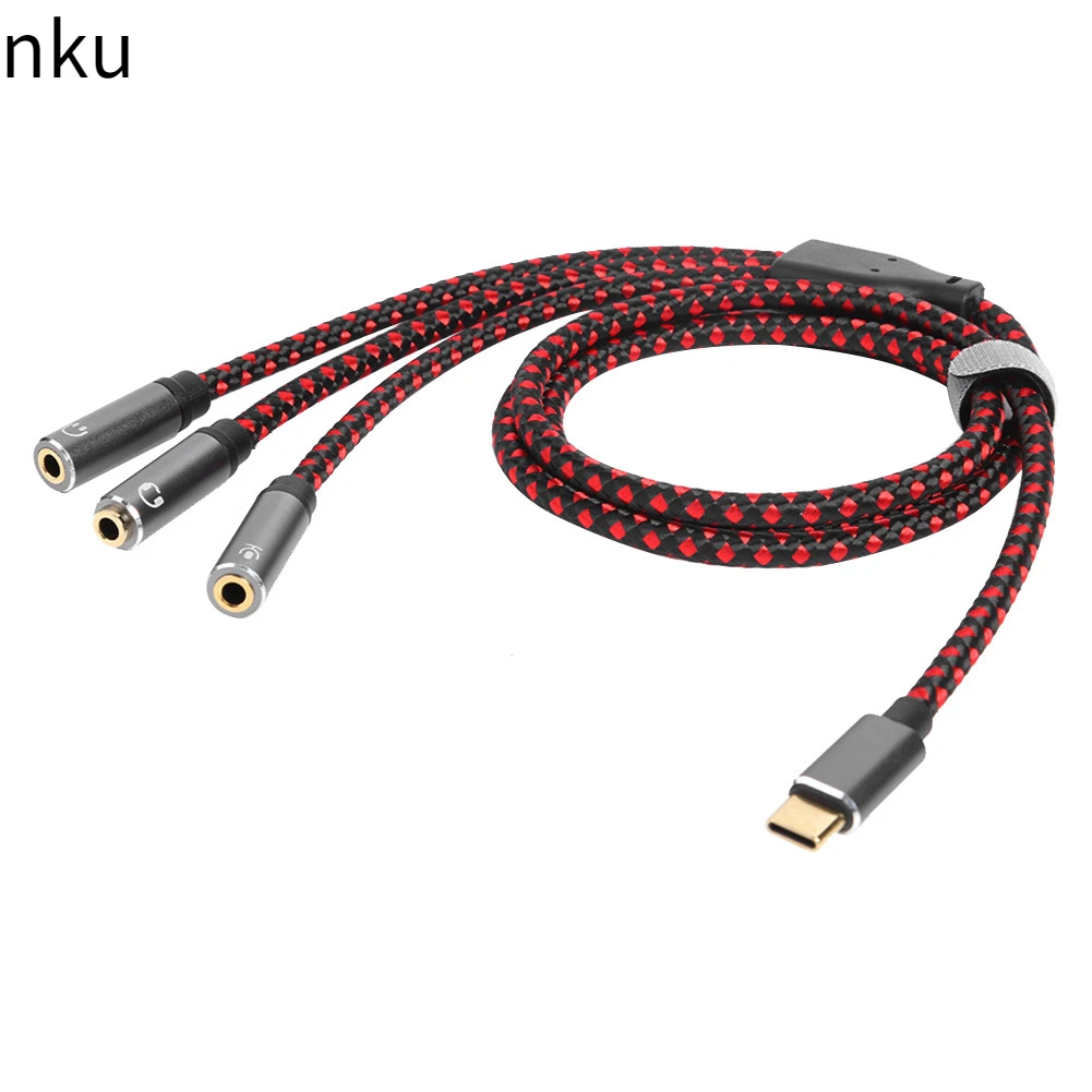 

Nku USB3.1 Type-C Audio Cable USB C To 3.5mm Jack Aux Headphone Adapter Earphone Microphone Splitter Audio Cord for USBC Phone