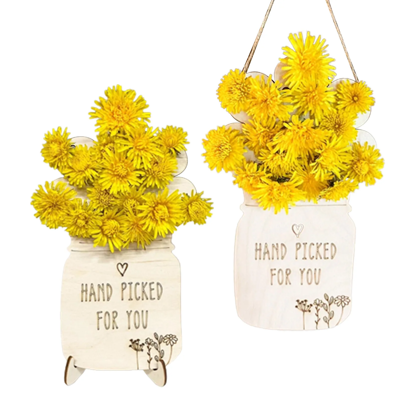 

Wooden Flower Stand Ornaments Wooden Flower Stand With Lanyard for Message Office Decor