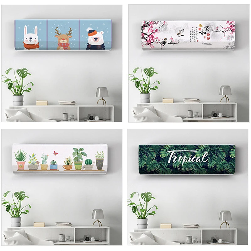 

1PC Hanging Air Conditioner Cover Cartoon Pattern Air Conditioning Protector Wall Mounted Air Conditioning Cover Nordic Decor