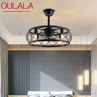 oulala american style ceiling fan lamp classical black retro led with light remote control for home dining room bedroom decor