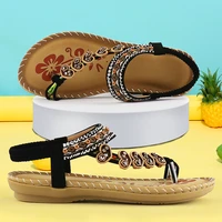 womens sandals resorts toe post massage crystal flowers retro soft slides women flat shoes designer ladies summer sandals 2022