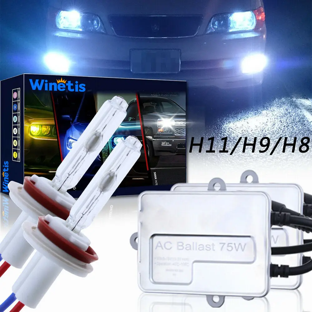 

75W Winetis Hid Fog Light Bulbs Conversion Kit H11 H16 H8 H9 8000K Super Bright