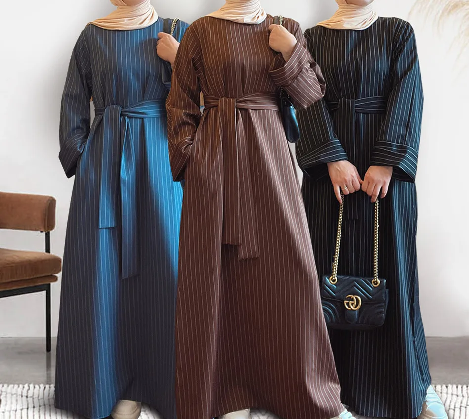 

2023 Dubai, Türkiye, Middle East, Fashion, Simple Stripe, Tunic Skirt, Dress