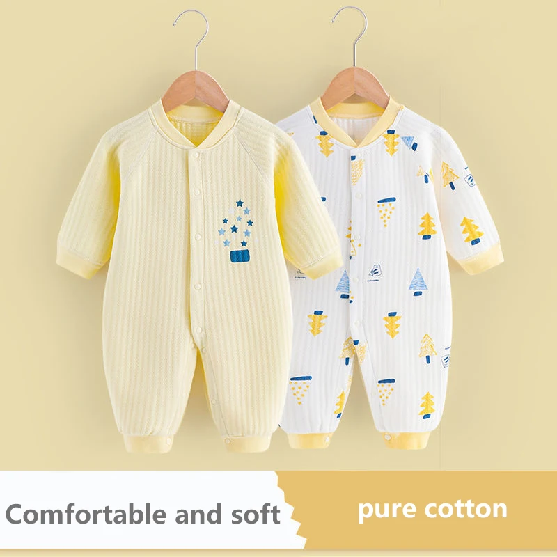 

Newborn baby clothes Autumn and winter pajamas warm cotton newborn baby boys and girls crawling clothes with thick jumpsuit