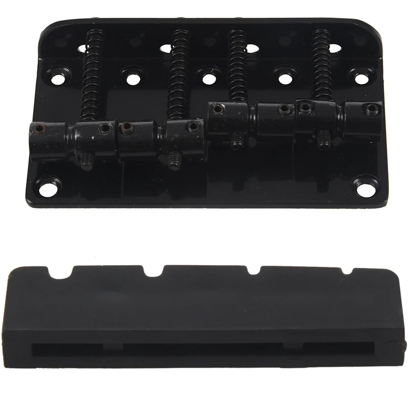 Черный XL 4-Str слот бас-гайка PT-1200-00 &amp 4 струны Винтажный стиль Бас хардтейл мост для