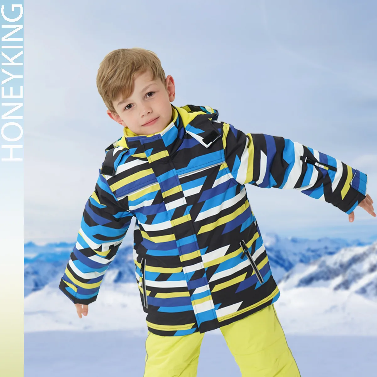 Детская Лыжная одежда HONEYKING теплая зимняя ветрозащитная Водонепроницаемая