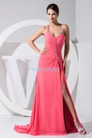 free shipping 2015 hot sexy new design one shoulder maxi dresses sweetheart long custom evening gown chiffon women prom dresses