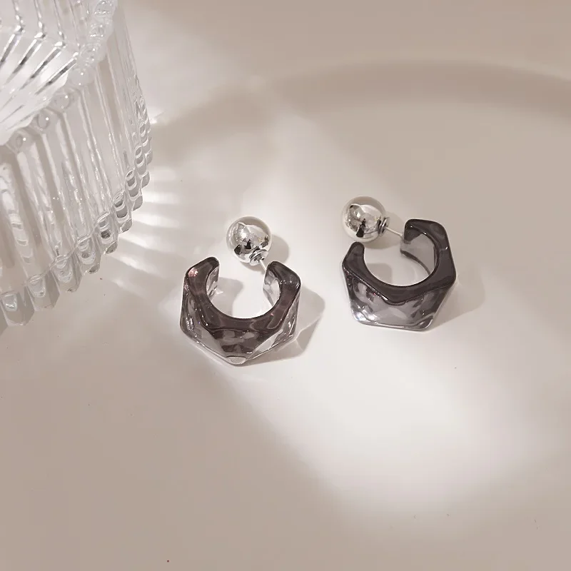 Корейские модные прозрачные акриловые геометрические C-образные серьги-кольца